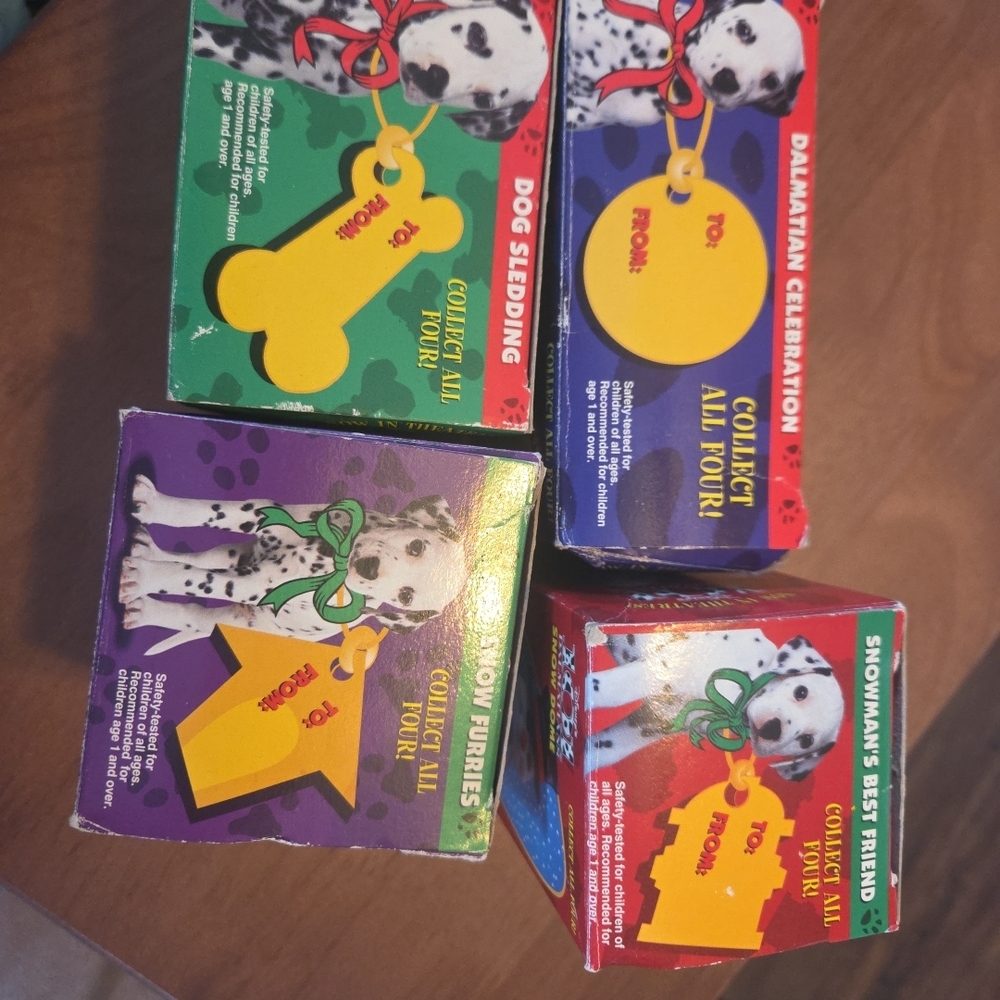 McDonald's 101 Dalmatians Snow Dome Set - Red, White, Black Full Set Of 4 - Picture 10 of 12